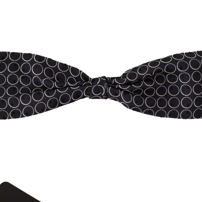 Dolce & Gabbana Black White Round 100% Silk Neck Papillon  Tie