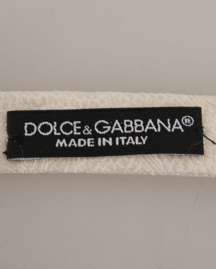 Dolce & Gabbana White 100% Silk Slim Adjustable Neck Papillon Tie
