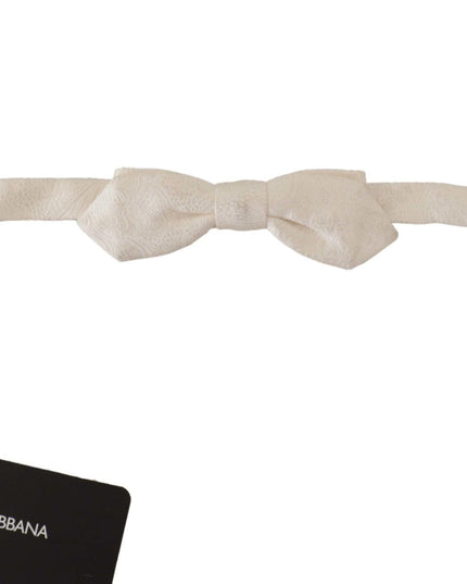 Dolce & Gabbana White 100% Silk Slim Adjustable Neck Papillon Tie