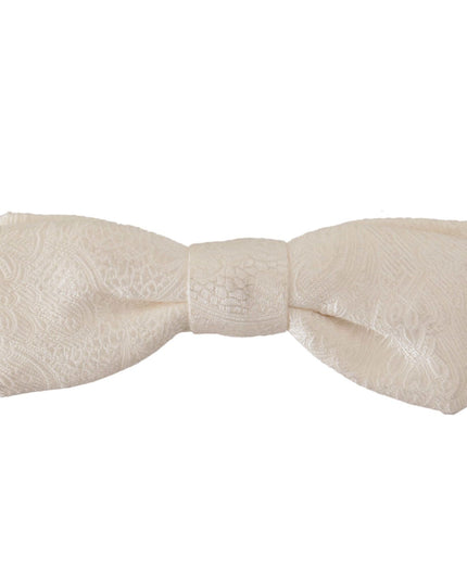 Dolce & Gabbana White 100% Silk Slim Adjustable Neck Papillon Tie