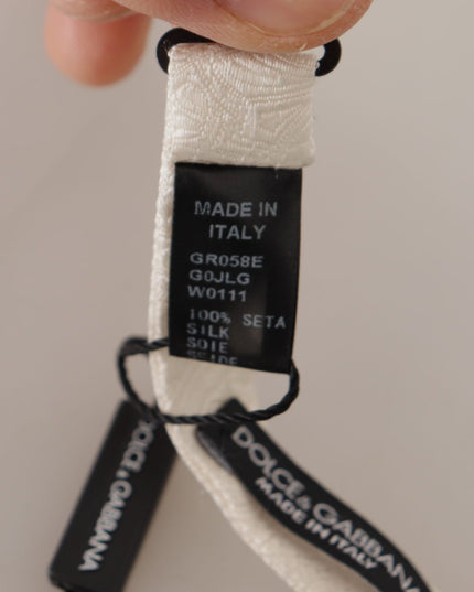 Dolce & Gabbana White 100% Silk Slim Adjustable Neck Papillon Tie