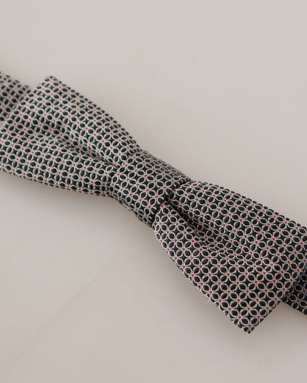 Dolce & Gabbana Black White Flower Pattern Silk Neck Papillon Tie