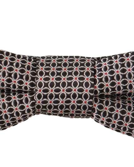 Dolce & Gabbana Black White Flower Pattern Silk Neck Papillon Tie