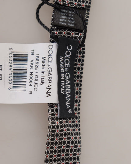 Dolce & Gabbana Black White Flower Pattern Silk Neck Papillon Tie