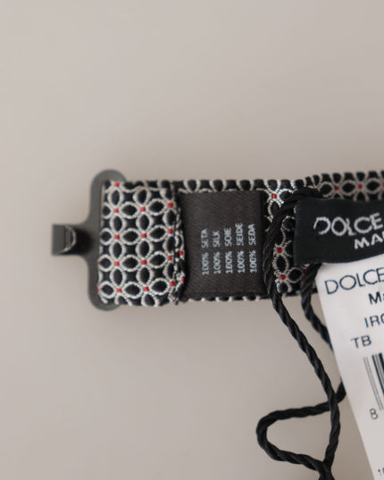 Dolce & Gabbana Black White Flower Pattern Silk Neck Papillon Tie