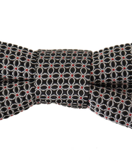 Dolce & Gabbana Black White Flower Pattern Silk Neck Papillon Tie