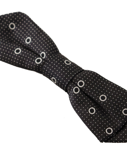 Dolce & Gabbana Black White Polka Dot 100% Silk Neck Papillon Tie
