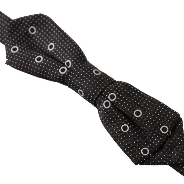 Dolce & Gabbana Black White Polka Dot 100% Silk Neck Papillon Tie