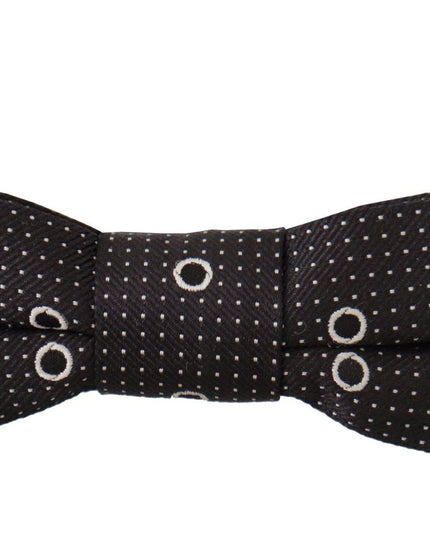 Dolce & Gabbana Black White Polka Dot 100% Silk Neck Papillon Tie