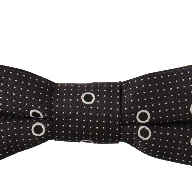Dolce & Gabbana Black White Polka Dot 100% Silk Neck Papillon Tie