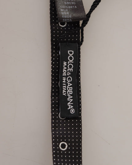 Dolce & Gabbana Black White Polka Dot 100% Silk Neck Papillon Tie
