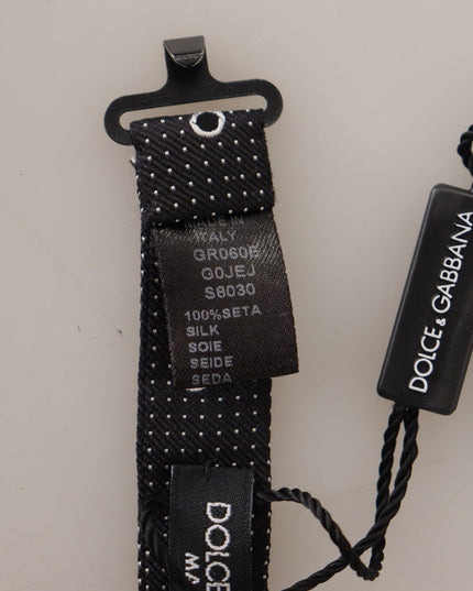 Dolce & Gabbana Black White Polka Dot 100% Silk Neck Papillon Tie