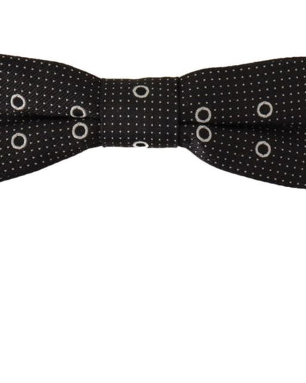 Dolce & Gabbana Black White Polka Dot 100% Silk Neck Papillon Tie