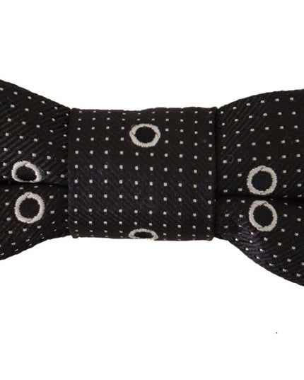 Dolce & Gabbana Black White Polka Dot 100% Silk Neck Papillon Tie