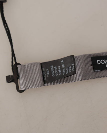 Dolce & Gabbana Gray 100% Silk Adjustable Neck Papillon Tie