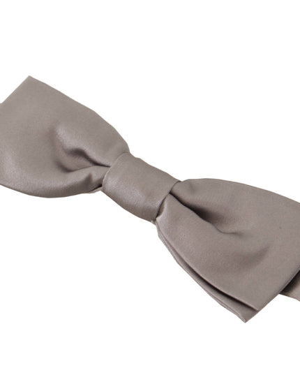Dolce & Gabbana Silver 100% Silk Slim Adjustable Neck Papillon Tie