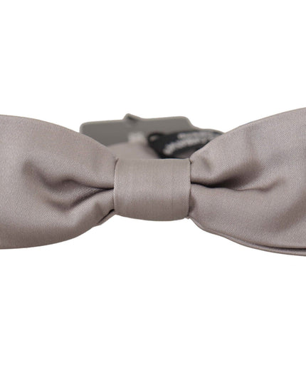 Dolce & Gabbana Silver 100% Silk Slim Adjustable Neck Papillon Tie