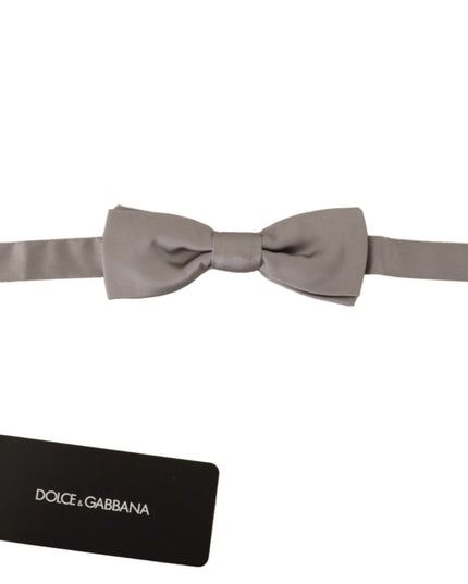 Dolce & Gabbana Silver 100% Silk Slim Adjustable Neck Papillon Tie