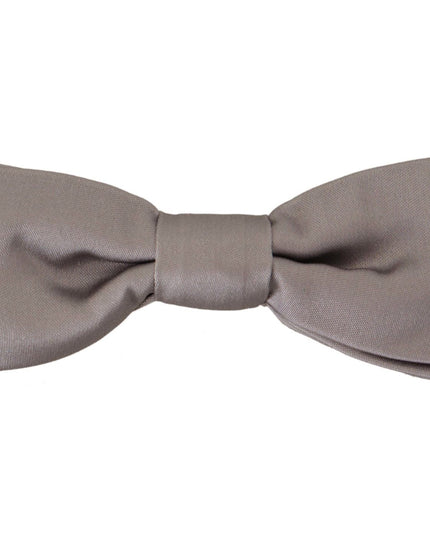 Dolce & Gabbana Silver 100% Silk Slim Adjustable Neck Papillon Tie