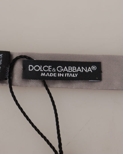 Dolce & Gabbana Silver 100% Silk Slim Adjustable Neck Papillon Tie