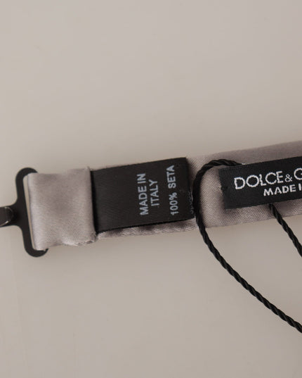 Dolce & Gabbana Silver 100% Silk Slim Adjustable Neck Papillon Tie
