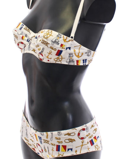 Dolce & Gabbana White Sailor Bra Panty Stretch Underwear