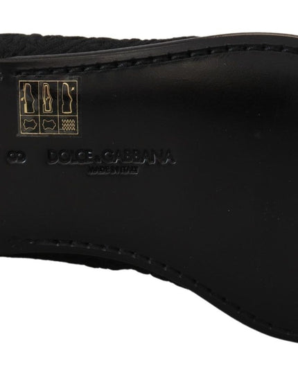 Dolce & Gabbana Black Floral Jacquard Slippers Loafers Shoes