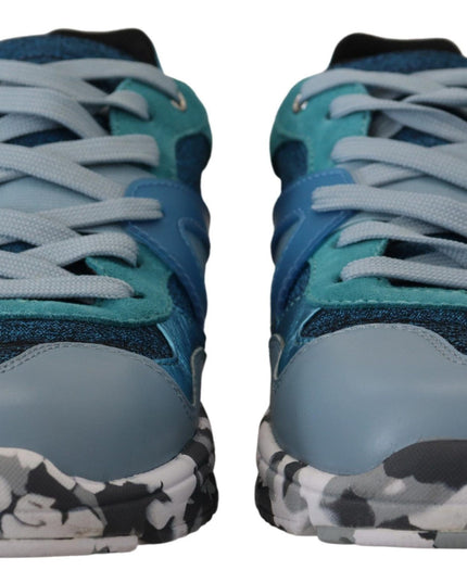 Dolce & Gabbana Blue Gray Leather Sport Low Top Sneakers