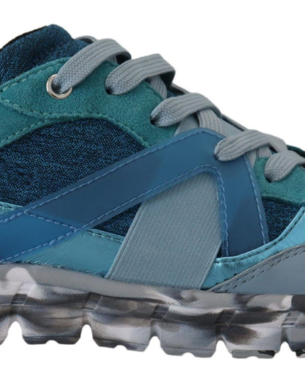Dolce & Gabbana Blue Gray Leather Sport Low Top Sneakers