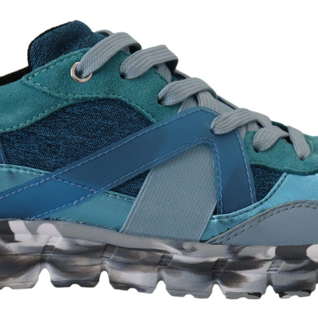Dolce & Gabbana Blue Gray Leather Sport Low Top Sneakers