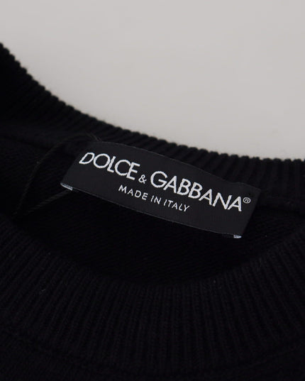 Dolce & Gabbana Black Wool Logo Pattern Crewneck Pullover Sweater