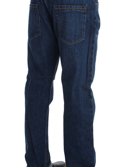 Acht Blue Wash Cotton Baggy Loose Fit Jeans