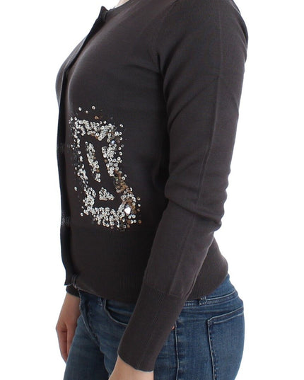 John Galliano Purple Wool Sequined Cardigan Knit Sweater