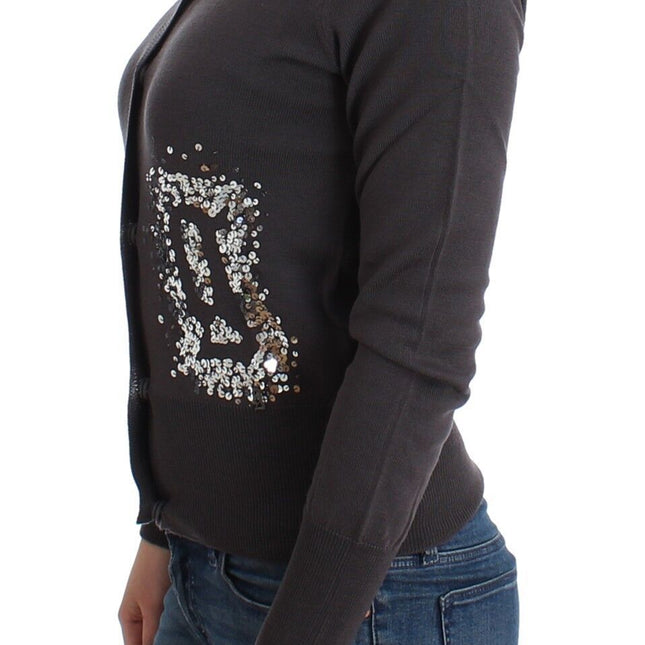 John Galliano Purple Wool Sequined Cardigan Knit Sweater