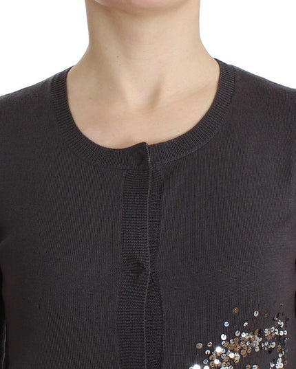 John Galliano Purple Wool Sequined Cardigan Knit Sweater