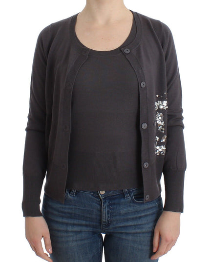 John Galliano Purple Wool Sequined Cardigan Knit Sweater