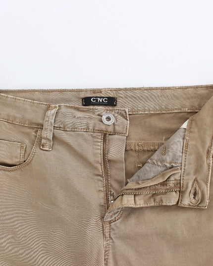 Costume National Beige Straight Leg Denim Pants Stretch Jeans