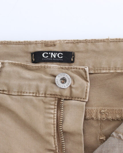 Costume National Beige Straight Leg Denim Pants Stretch Jeans