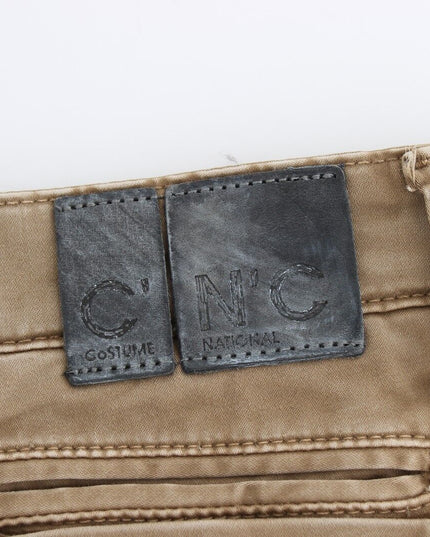 Costume National Beige Straight Leg Denim Pants Stretch Jeans