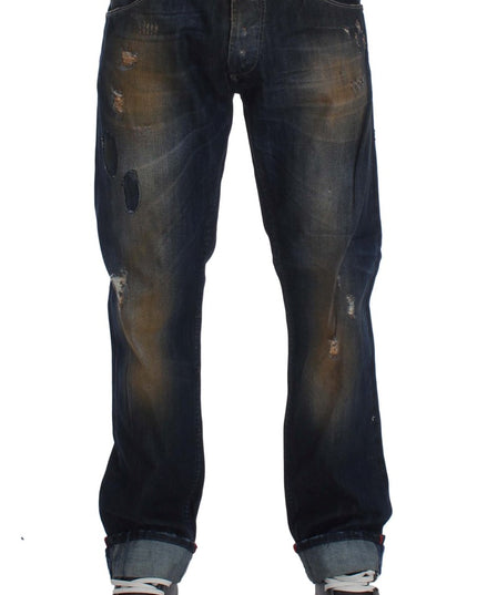 Acht Blue Wash Cotton Regular Straight Fit Jeans