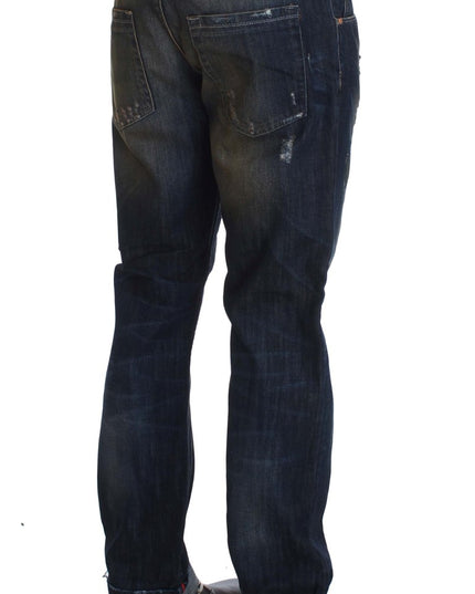 Acht Blue Wash Cotton Regular Straight Fit Jeans