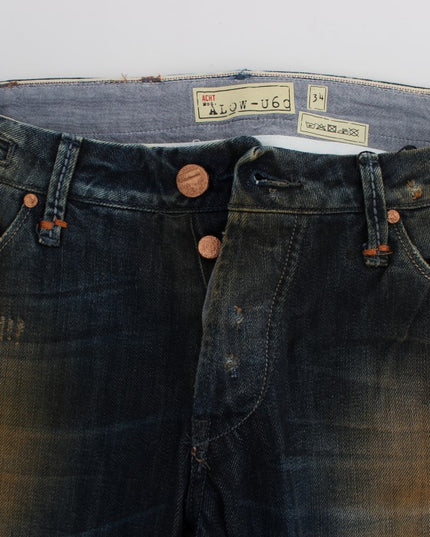 Acht Blue Wash Cotton Regular Straight Fit Jeans