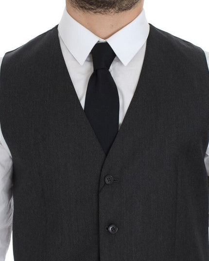 Dolce & Gabbana Gray Wool Formal Dress Vest Gilet Weste