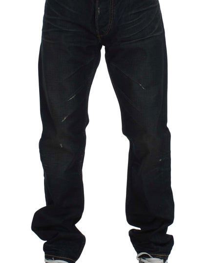 Acht Blue Wash Cotton Denim Straight Fit Jeans