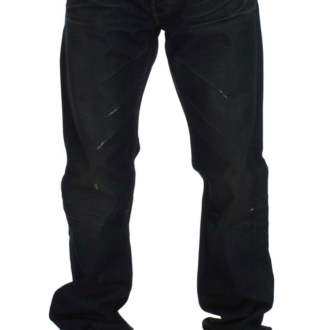 Acht Blue Wash Cotton Denim Straight Fit Jeans