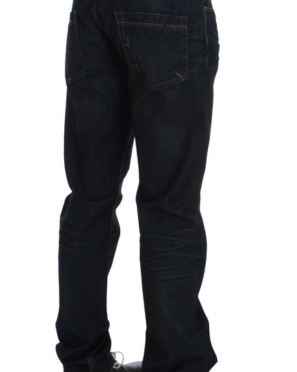 Acht Blue Wash Cotton Denim Straight Fit Jeans