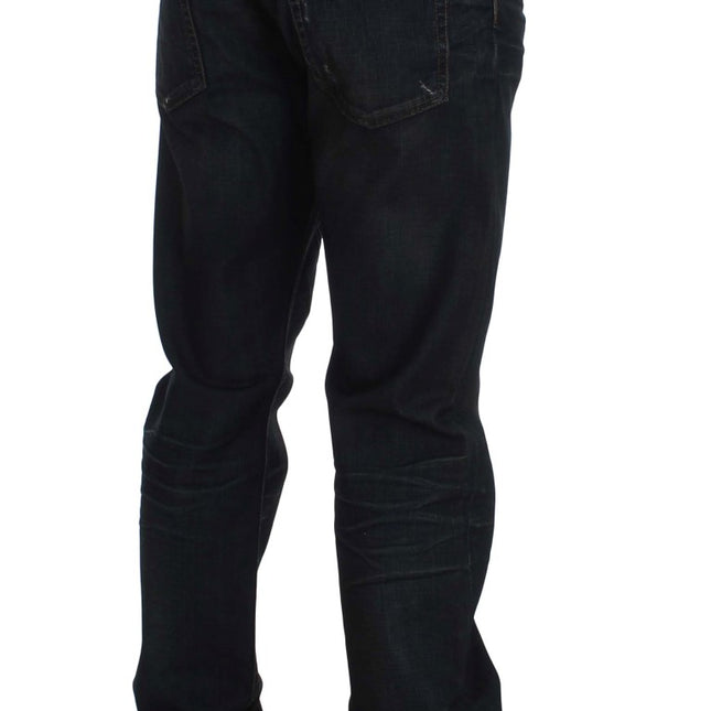 Acht Blue Wash Cotton Denim Straight Fit Jeans