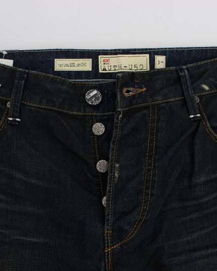 Acht Blue Wash Cotton Denim Straight Fit Jeans