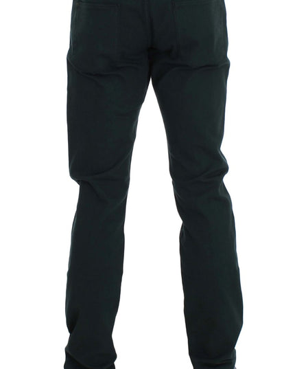 Ermanno Scervino Green Cotton Denim Stretch Straight Fit Jeans