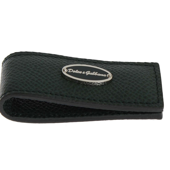 Dolce & Gabbana Green Leather Magnet Money Clip